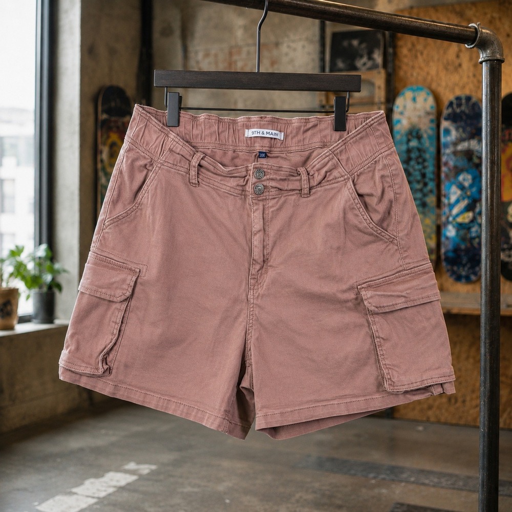 9th & Main Mauve Cargo Shorts Womens 20W Utility Gorpcore Streetwear Tan Brown